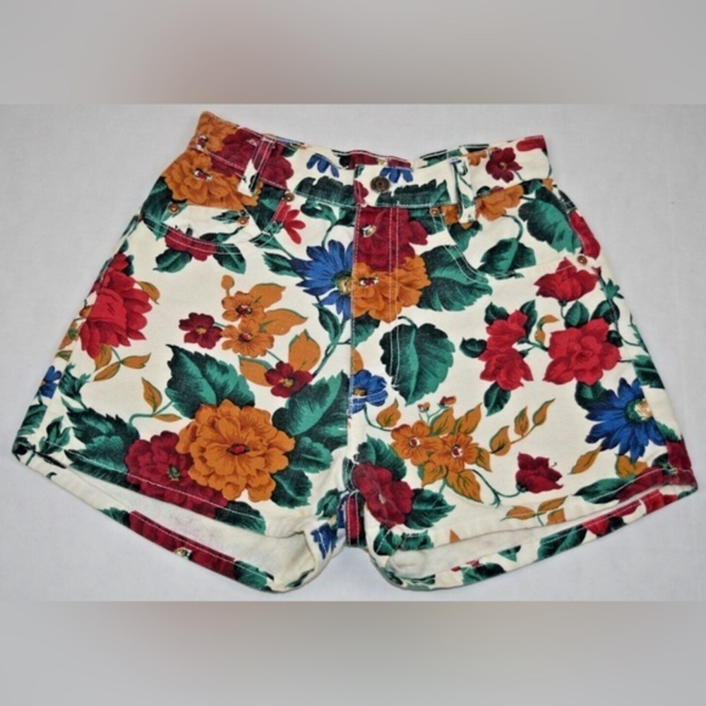 Michael G | Vintage | Denim Short Size Vtg 11 (S/M) 80s Ivory Wildflower